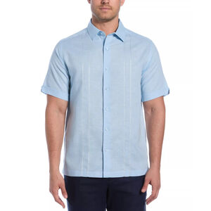 NWT Men’s Cubavera Light Blue Embroidered Linen Cotton Button-Down Shirt Size M